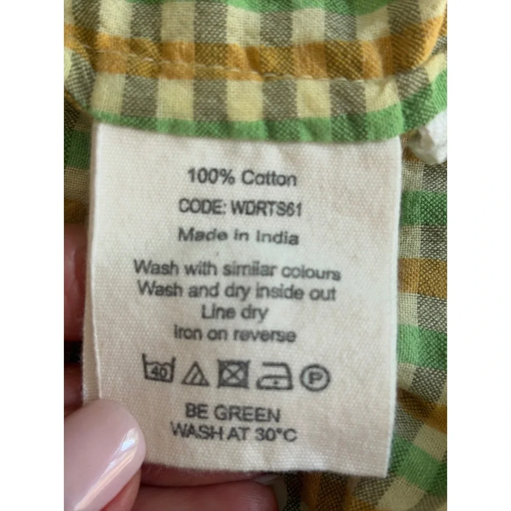 Toast Womens Gingham Plaid Sleeveless Midi Dress Green Mustard Yellow 14